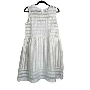 After Market Women's Cottage Core White‎ Organza A-Line Sleeveless Dress Medium